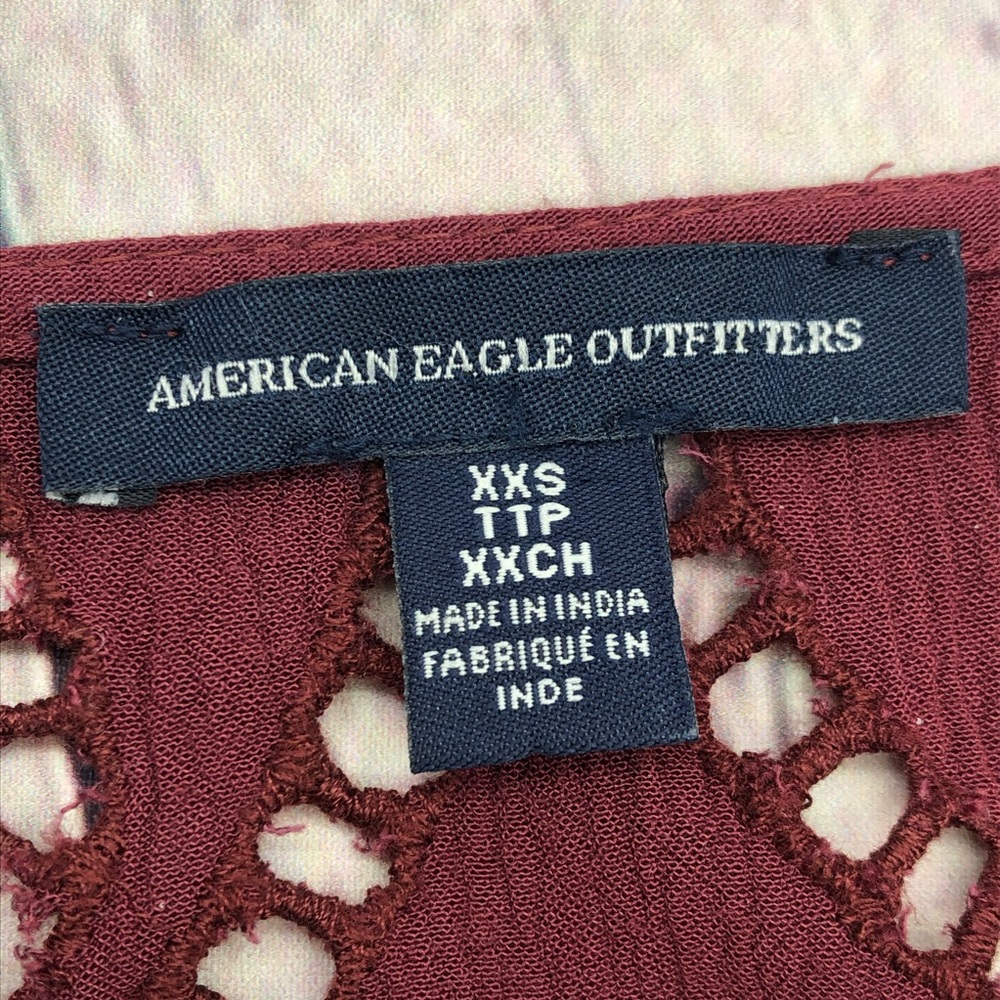 American Eagle Outfitters Burgundy Peasant Dress - Picture 6 of 8